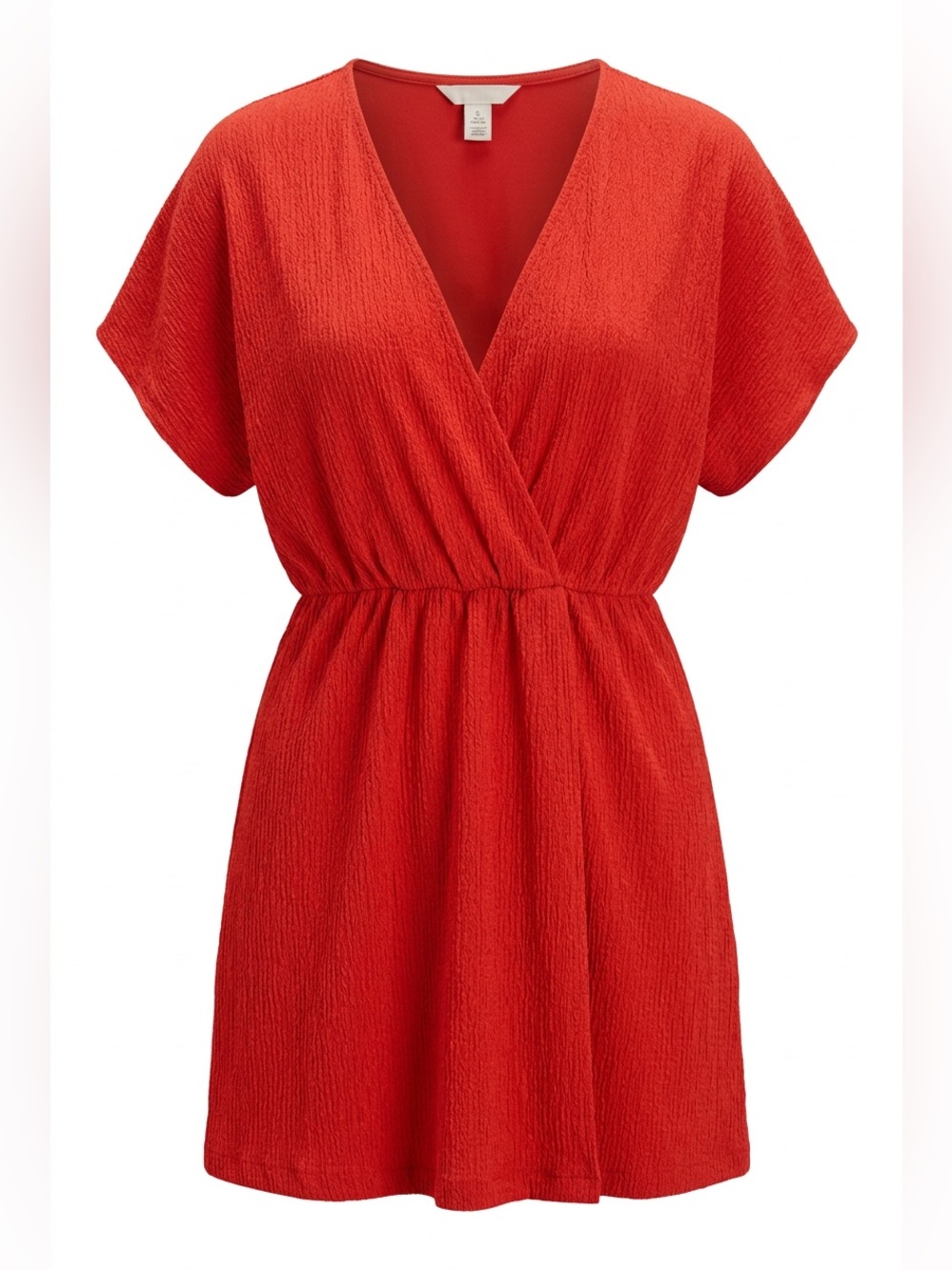 H&M Red Short Sleeve Wrap Dress